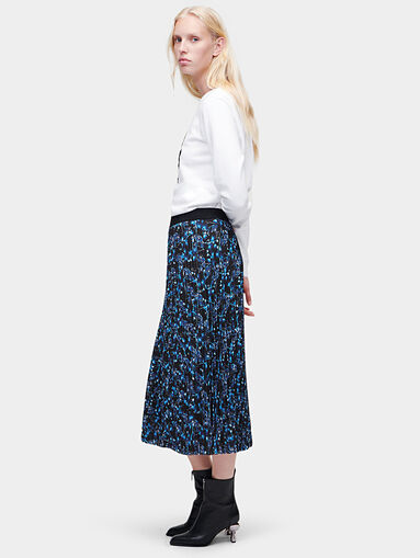 Pleated midi skirt with orchid print - 3