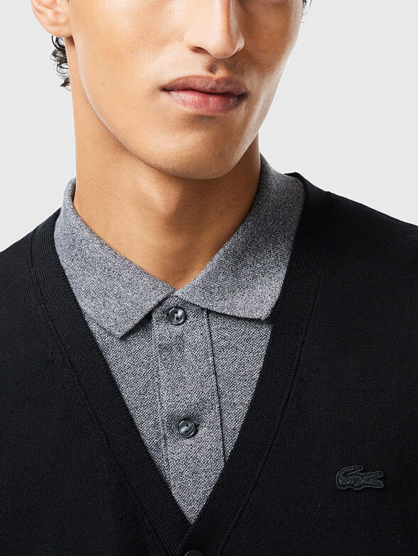 Black wool cardigan - 4