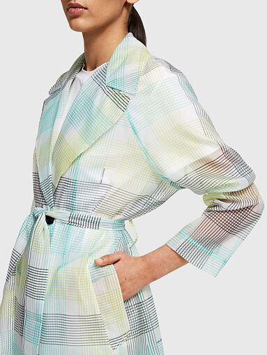 Plaid translucent trench coat - 4