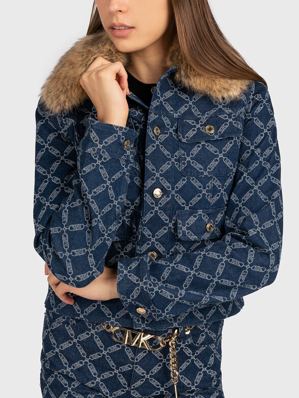 Denim jacket with monogram print - 4
