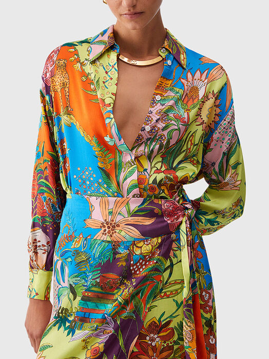 Satin shirt with floral print