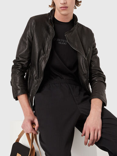 Leather jacket in black - 5