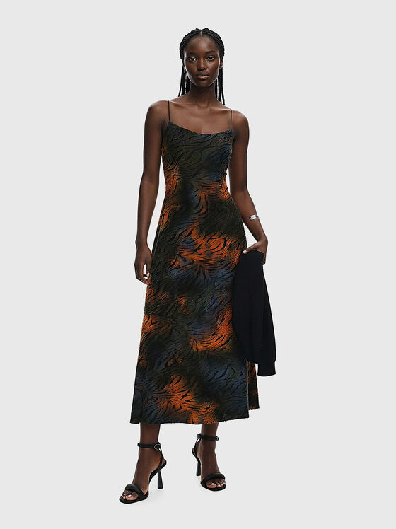Midi dress with accented ribs - 1