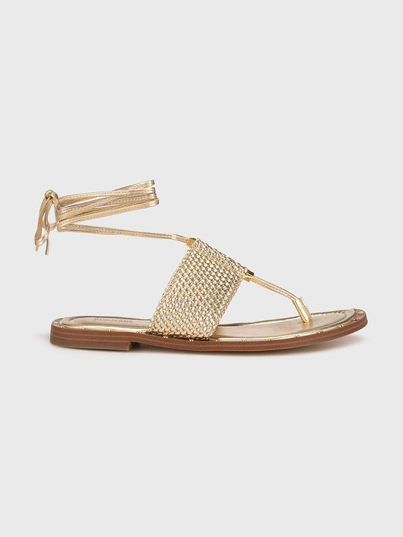 JAGGER gold-colored lace-up sandals - 1