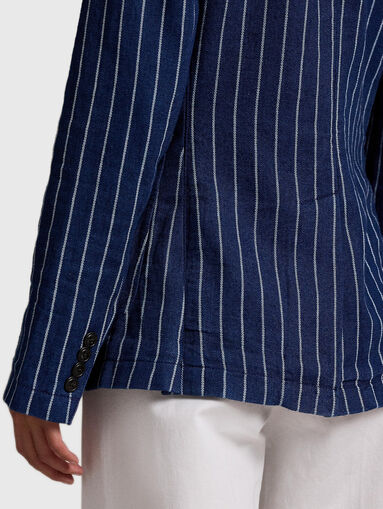 Blue striped cotton jacket - 4