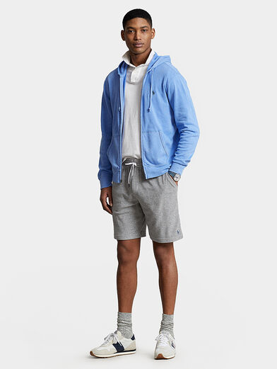 Light blue sports sweatshirt with hood and zipper - 4