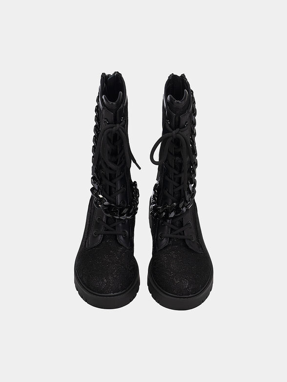 RIPLEE black anckle boots with accent chain - 6