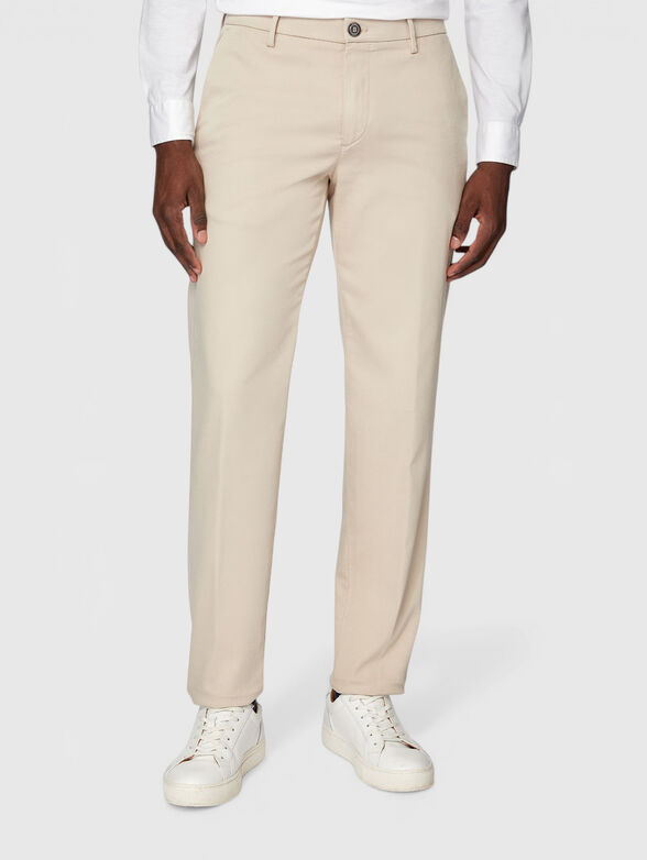 Slim fit cotton blend trousers - 1