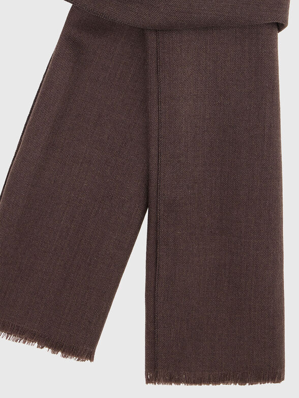 Dark brown wool and silk scarf - 2
