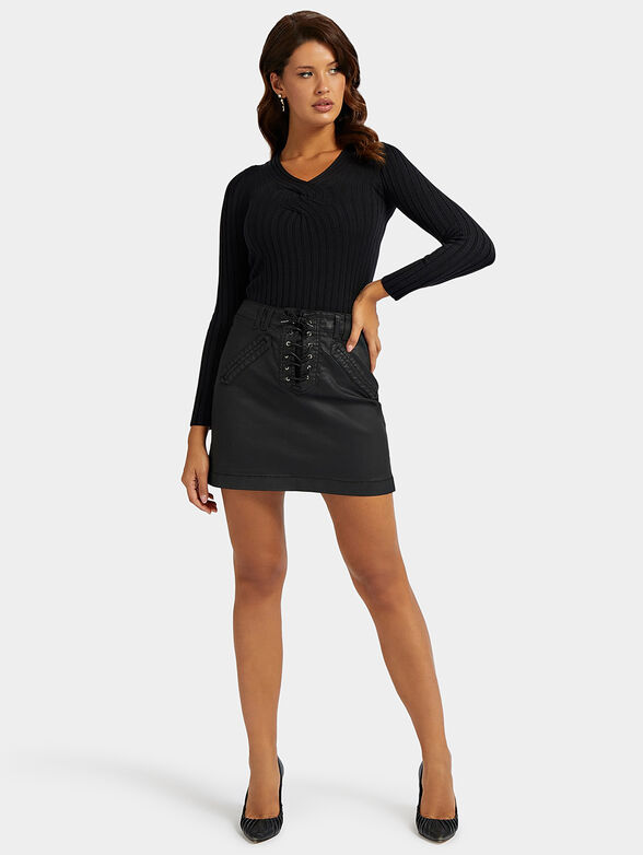 INES black sweater with intertwined detail - 2