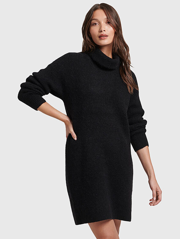 Knitted mini dress with turtleneck collar - 1