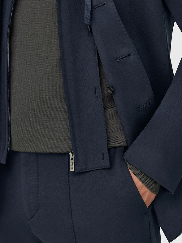 Dark blue jacket with a detachable hood and a zip - 4