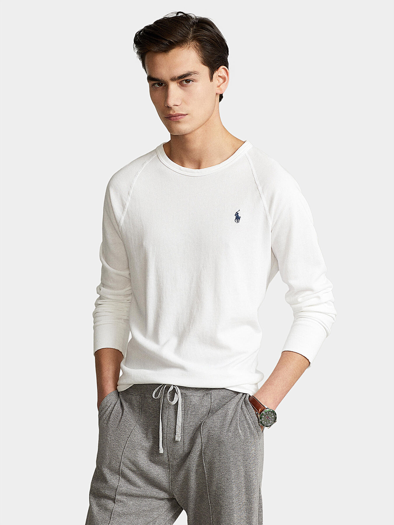 White T-shirt with long sleeve and logo brand POLO RALPH LAUREN —  Globalbrandsstore.com/en