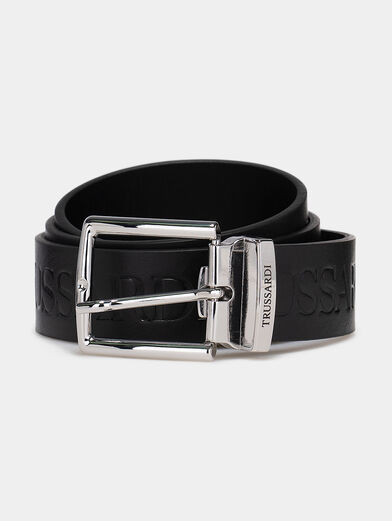 Leather belt with embossed logo - 1