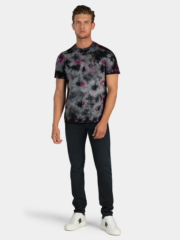 Black cotton t-shirt with tie-dye effect - 4