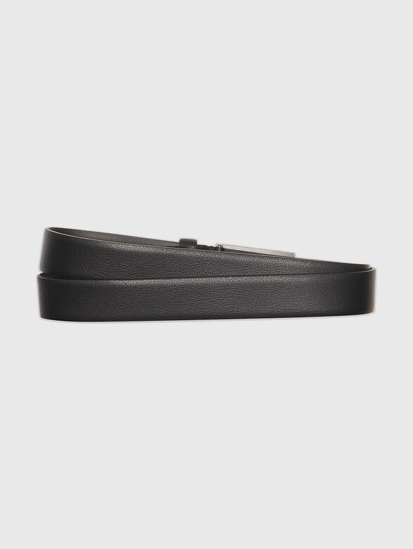 Leather belt with logo plate  - 2