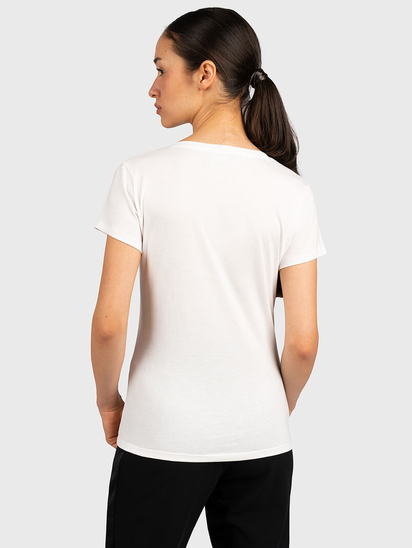 White T-shirt with applied studs - 3