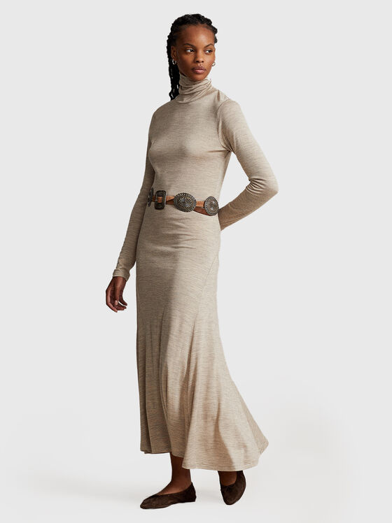 Wool blend dress with polo collar - 1