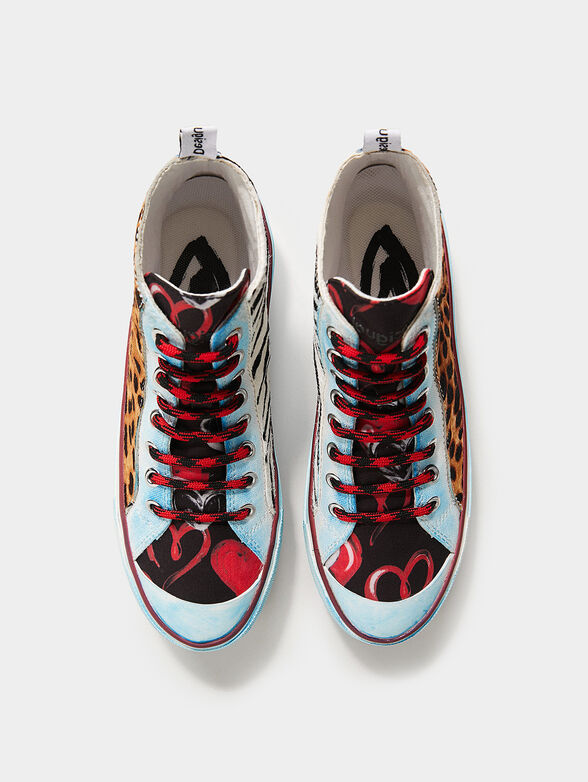 High-top sneakers with animal print - 4