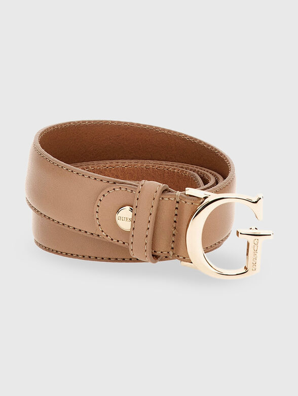 Leather belt with logo buckle - 1