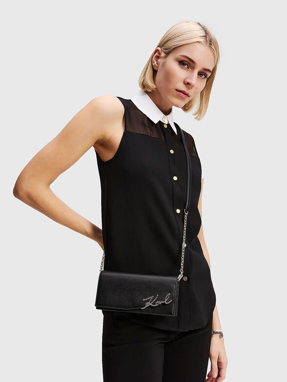 Leather crossbody bag with logo - 2
