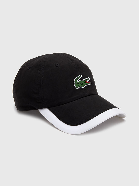 Черна шапка с козирка и лого детайл  - 1