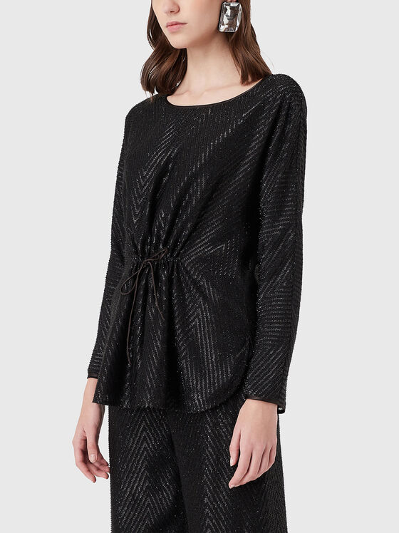 Textured blouse with tie - 1