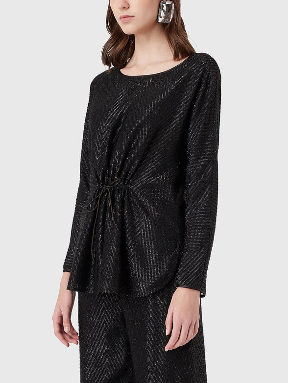 Textured blouse with tie - 1