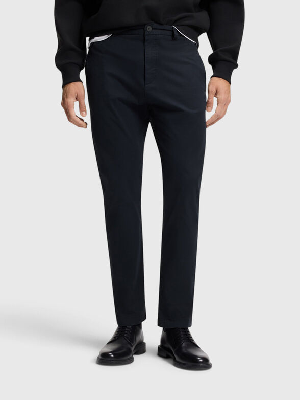 Dark blue slim fit trousers - 1