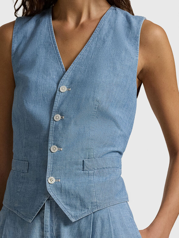 Cotton chambray waistcoat - 4