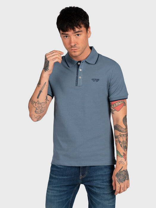 Black polo shirt with logo