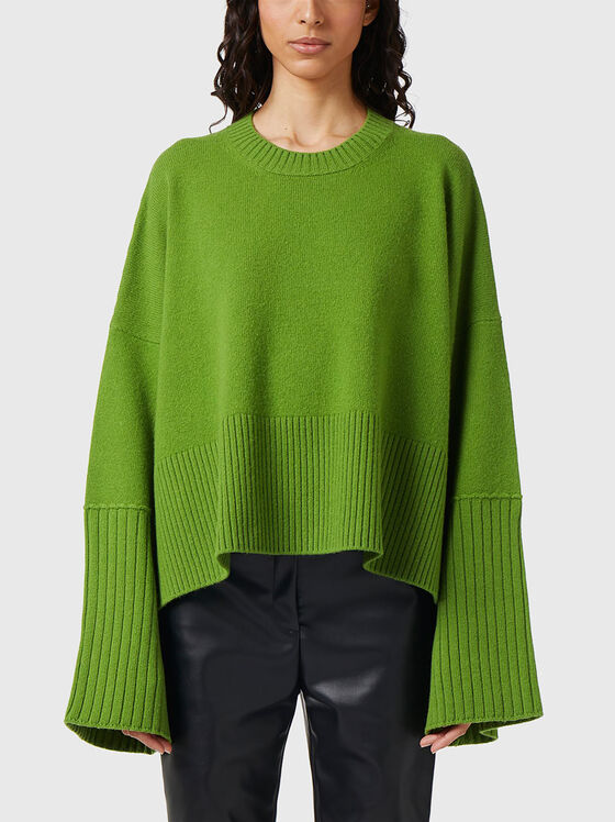 Green wool blend sweater - 1