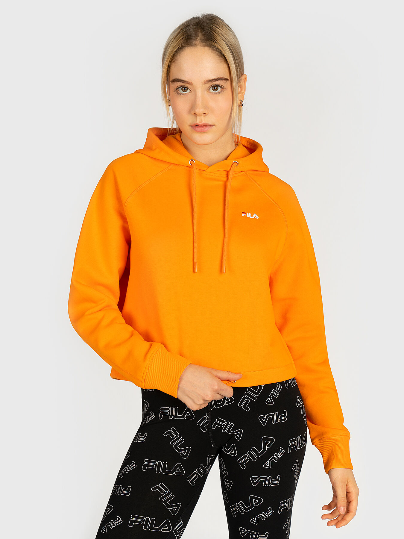 Cropped hoodie in orange color brand FILA Globalbrandsstore en