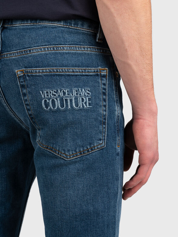 Blue jeans with logo embroidery - 4