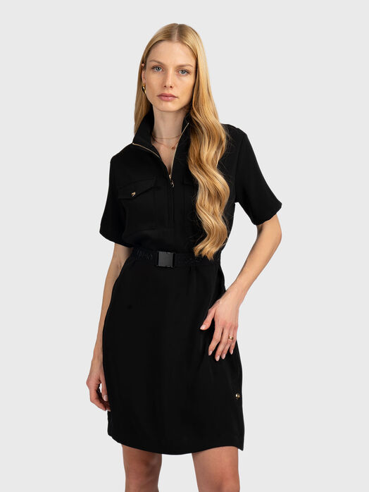 Mini dress with pockets and belt