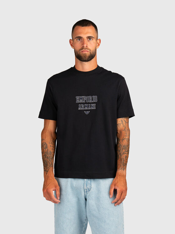 Black T-shirt with logo embroidery - 1