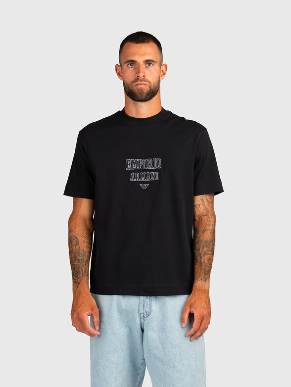 Black T-shirt with logo embroidery - 1