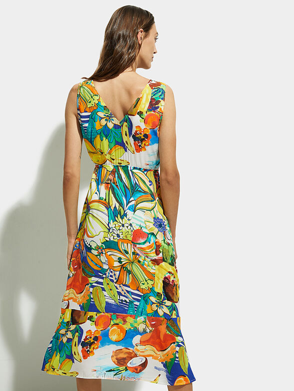 Midi dress with tropical print - 3