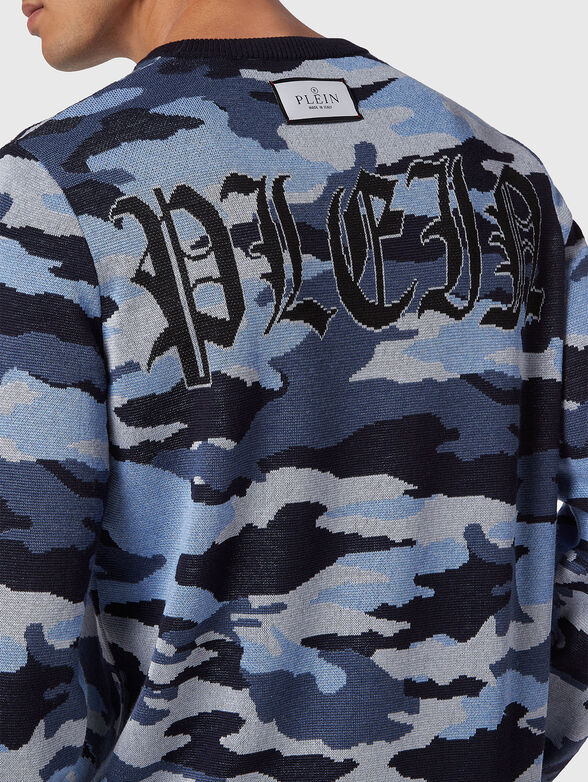 Camouflage print sweater in merino wool  - 4