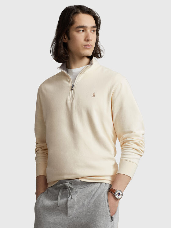 Пуловер с лого детайл и цип  - 1