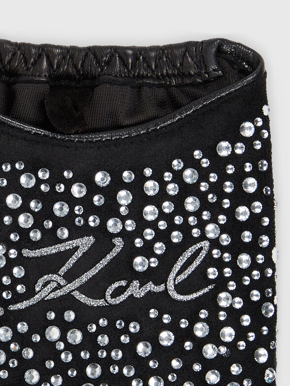 Gloves with appliqué crystals - 4