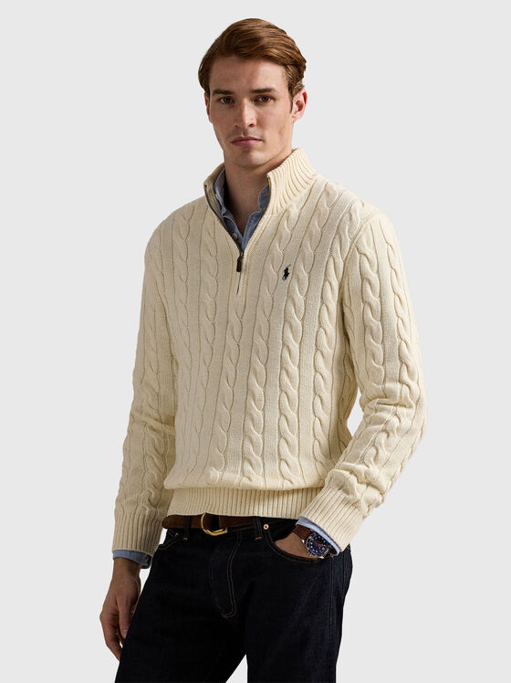 Плетен пуловер с цип - 1