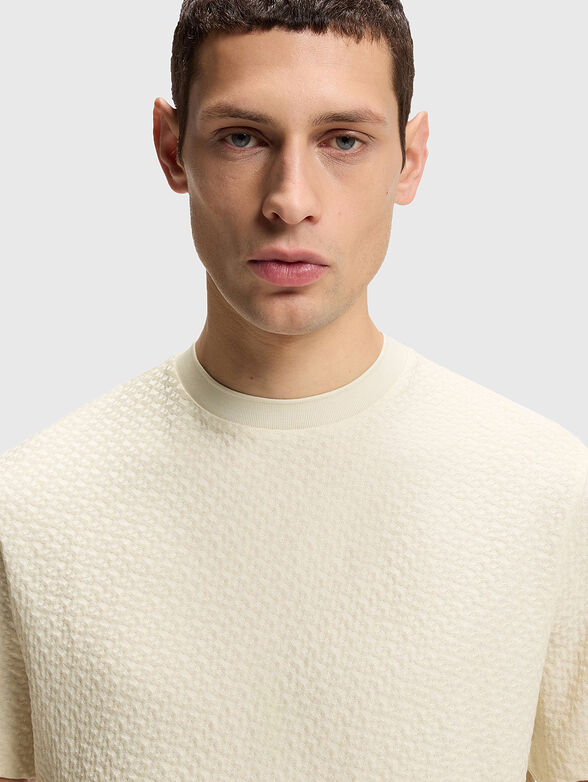 Cotton T-shirt with textured pattern - 4