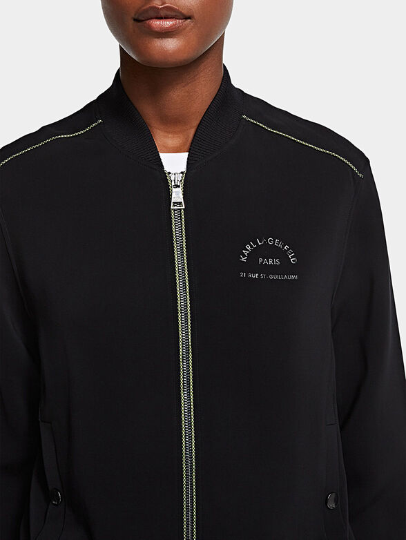 Black bomber jacket with logo stripe - 2