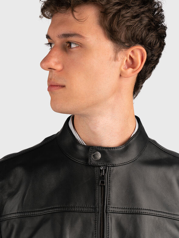 Leather biker jacket - 5