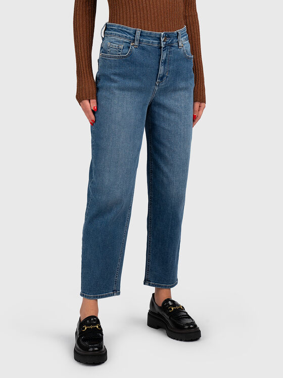 Black jeans with embroidered logo - 1