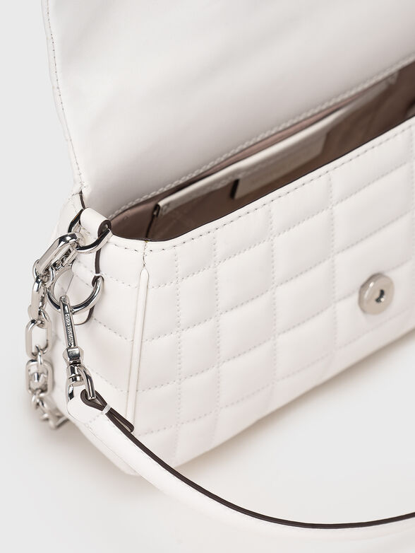 Quilted effect shoulder bag in leather - 6