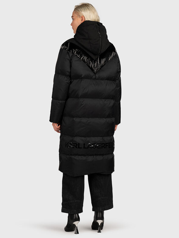 Long padded jacket with monogram logo accents - 2