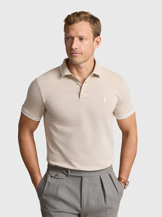 Polo shirt in beige with contrasting logo  - 1