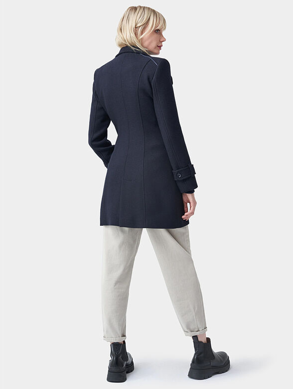 Blue long duffle coat with detail - 3